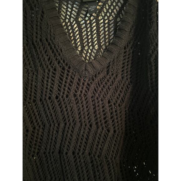 VGUC Lane Bryant Open Weave Black Sweater 3/4 Sleeves V Neck Size 14-20 - Picture 4 of 6